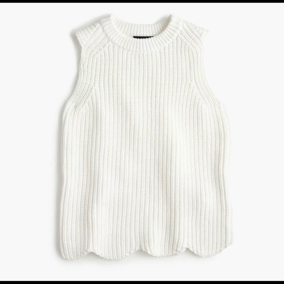J. Crew Tops - J. CREW White Knit Scallop Hem Sleeveless Sweater